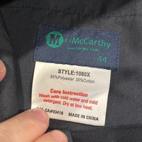 Mccarthy. Size. 44. Uniform pants. New. Black. Unfinished hem. - Picture 3 of 3